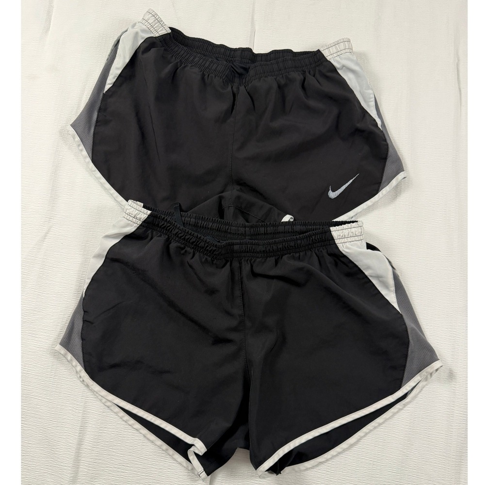 Lot 2 Nike Dri-FIT Tempo Running Shorts Black White Grey Womens Small Sporty Gym